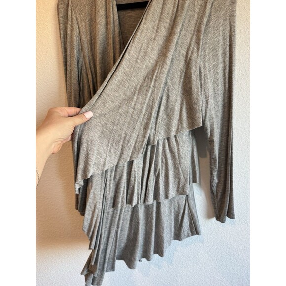 AB Studio Women's Gray Open Front Layered Cardigan Sweater Long Sleeve Large - Picture 4 of 11